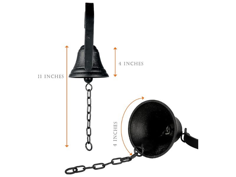 Vintage Cast Iron Dinner Bell – Wall Mounted Rustic Farmhouse Entry Door Bell, Outdoor Hanging Gate Bell, Indoor Decorative Antique Iron Bell for Home, Porch, or Garden Décor