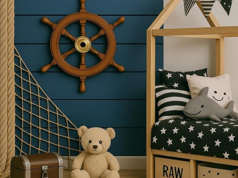 Wooden Ship Wheel Wall Decor 12" with Brass Center – Handcrafted Nautical Steering Wheel for Coastal Beach House, Office & Restaurant | Maritime Sailboat Captain’s Wheel Gift