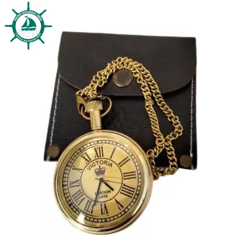 Handmade Victoria Crown Shiny Brass Pocket Watch 