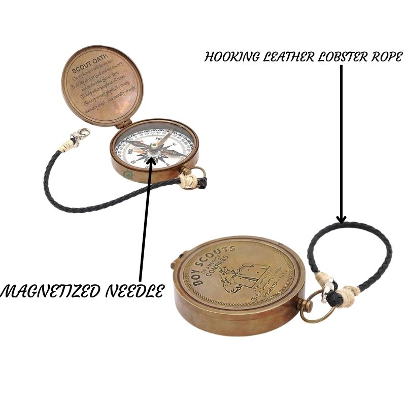 Personalized Brass Boy Scout of America Compass Nautical Directional Compass/Camping and Hiking Compass