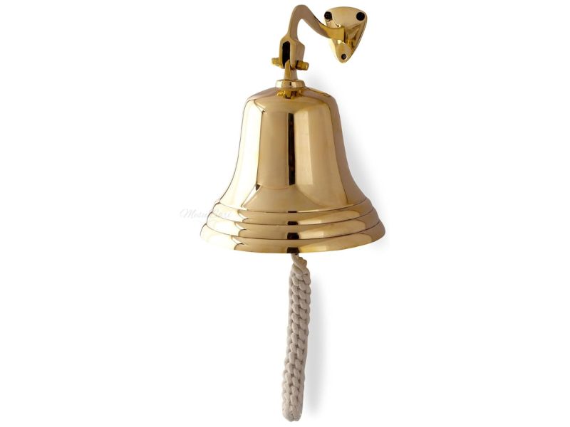 Brass Ship Bell with Rope Pull – 7 Inch Wall Mount Heavy-Duty Polished Brass Nautical Bell | Loud Marine Doorbell for Boat, Bar, Patio, Garden, Home Decor | Indoor Outdoor Vintage Wall Accent