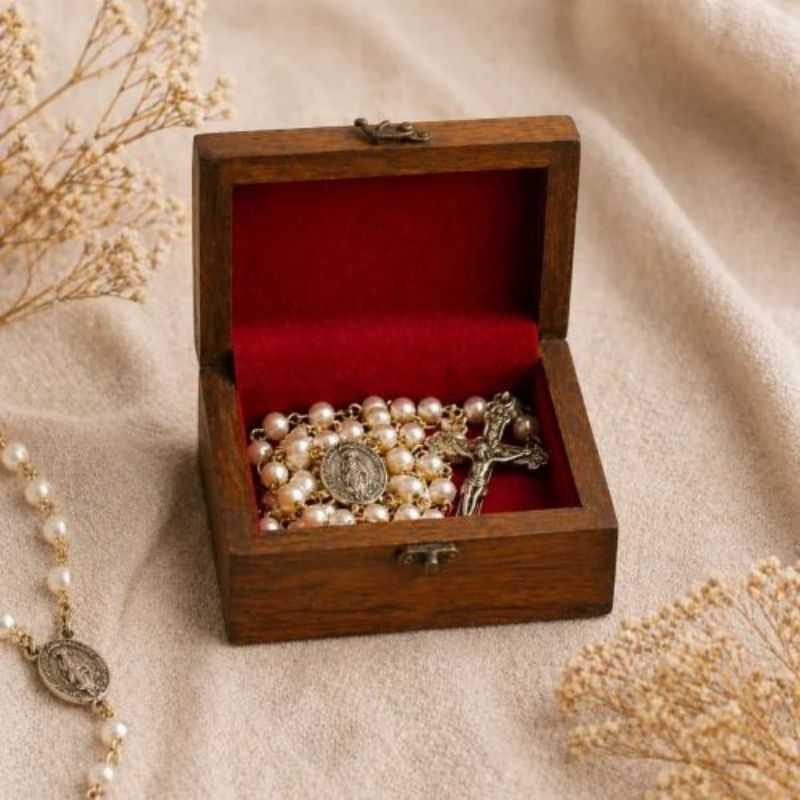 Personalized Wood Rosary Box: Catholic Baptism, First Communion &amp;amp; Confirmation Gift for Goddaughter