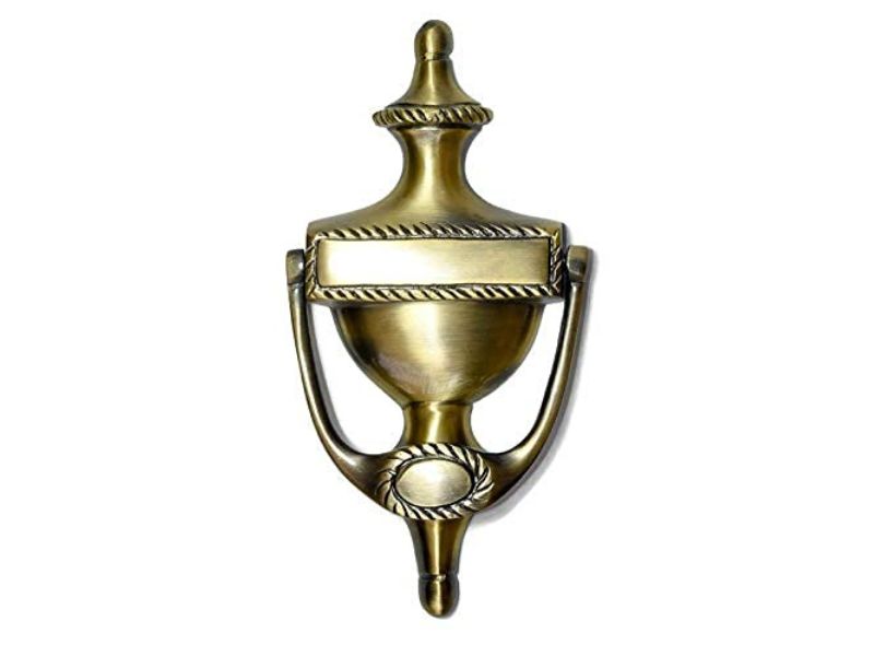 Georgian Style Solid Brass Door Knocker | Vintage Front Door Hardware | Antique Brass Finish | Classic Urn Design Door Décor | Heavy Duty Brass Door Knocker for Home, Office, Cottage Entry