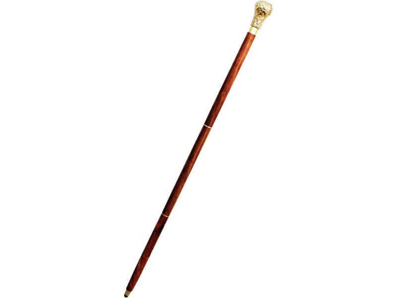 Brass Embossed Walking Cane – Floral Handle Wooden Stick for Men & Women, 37 Inch Foldable Brown Shaft, Vintage Style Decorative Walking Stick, Gift for Gentlemen, Seniors & Collectors