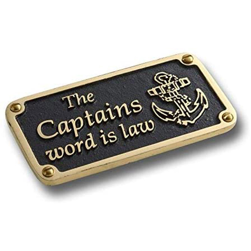 Nautical Themed Gift Plaque. Captain Word Boating Or Sailing Brass Sign is A Great Birthday Present for Him Or Her