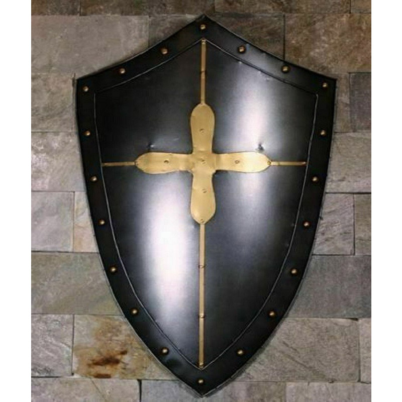 Medieval Black Antique Knight Shield Handcrafted Steel Heater Armor Shield Metal Used