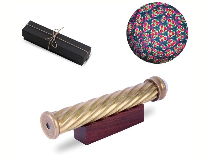 Handmade Brass Spiral Teleidoscope with Marble Vintage Kaleidoscope Toy for Adults Unique Collectible Gift for Husband Son