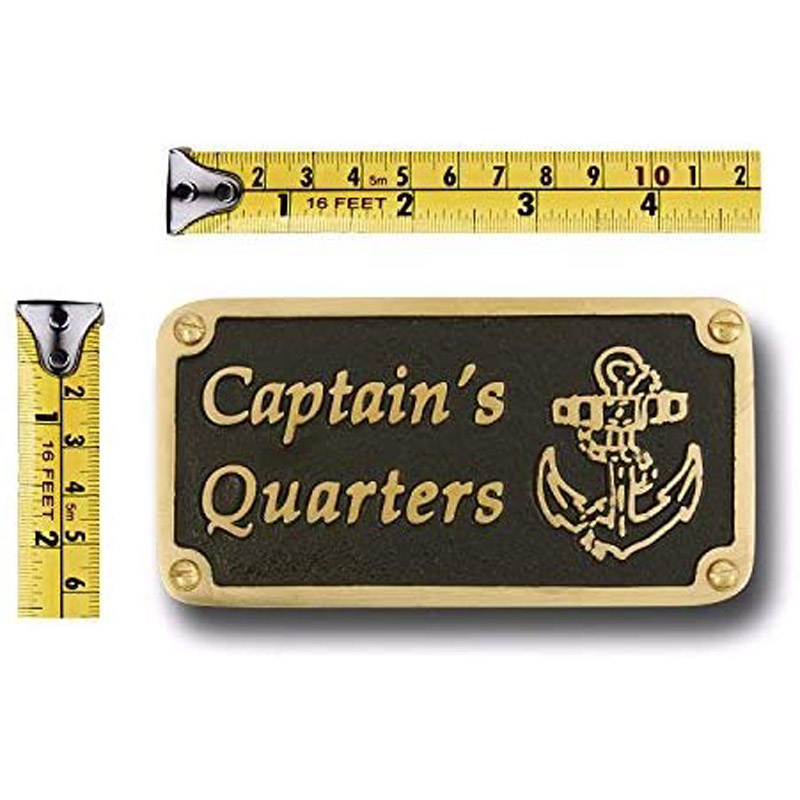 Nautical Bathroom Décor Accessories Brass Plaque Beach Theme Funny Wall Decoration Captain’s Quarters Sign