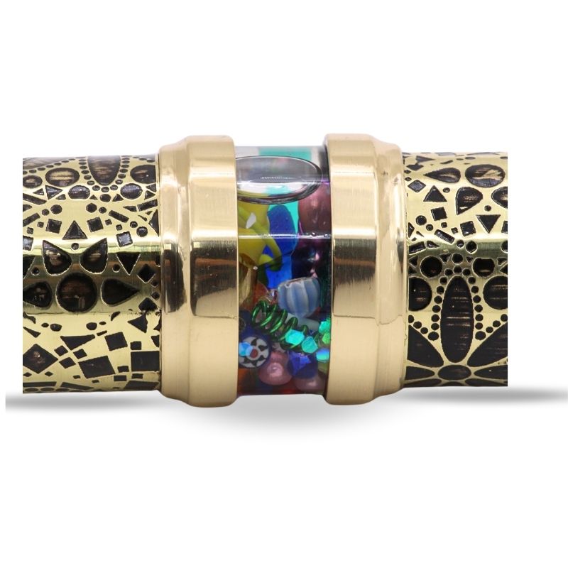 Handmade Solid Wood Display Stand for Dual Side Brass Wedding Kaleidoscope Liquid Object Chamber Unique Optical Collectible