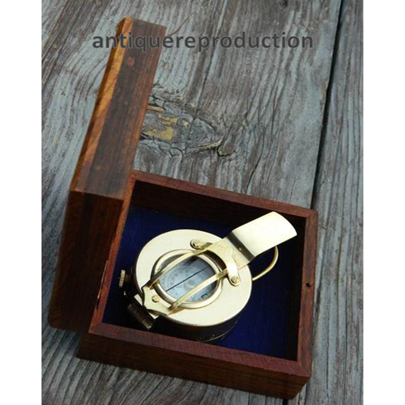 Brass Prismatic Military Pocket Compass Beautiful Handmade British Compass Gift for Nautical Lovers With wooden box