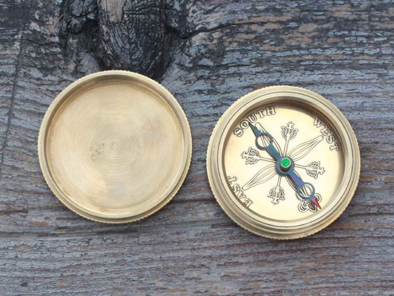 I’d Be Lost Without You” Engraved Brass Compass with Leather Case – Handmade Vintage Nautical Compass, Gift for Boyfriend, Husband, Anniversary, Valentine, Christmas, Graduation Keepsake