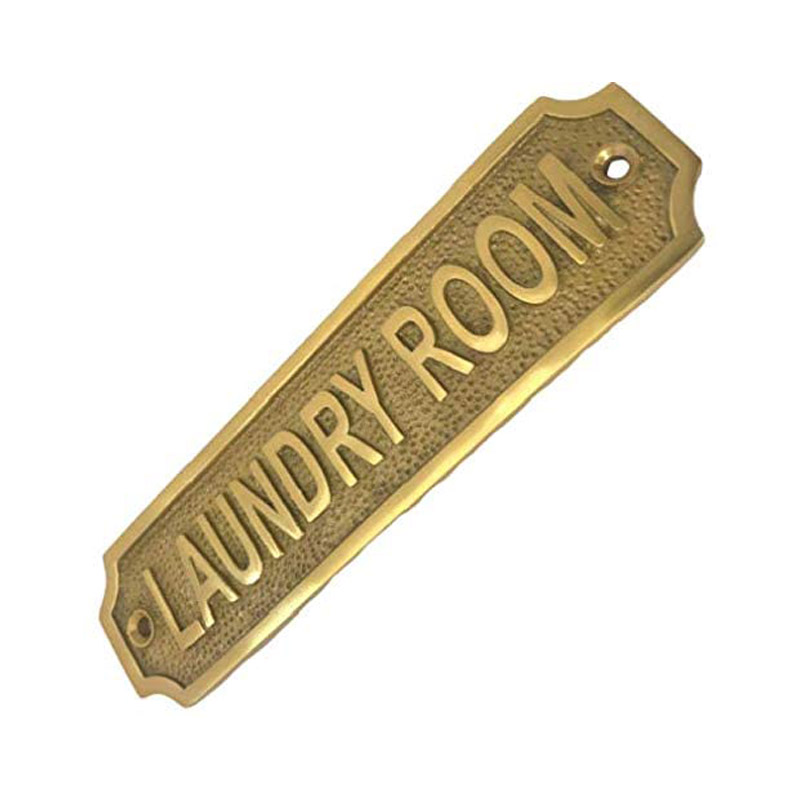 Retro Laundry Room Sign Antique Chic Style Brass Plaque With Screws