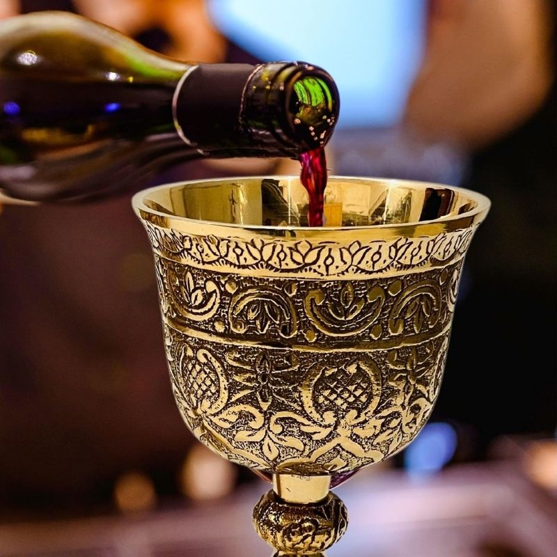 Vintage Chalice Goblet | 1x Royal Wine Cups of King Arthur - Renaissance Medieval Goblet Gifts, Wedding Anniversary Ceremonial Drinkware Pack of 1pc (King Chalice)