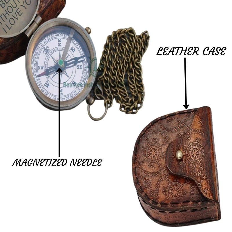  Directional Compass Quote Engraved with Stamped Leather Case for Camping, Hiking, Touring engraved &amp;amp;amp;quot;My Man :I&amp;amp;amp;#039;d be lost&amp;amp;amp;quot;