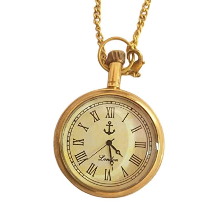 Handmade Anchor Shiny Brass Pocket Watch 