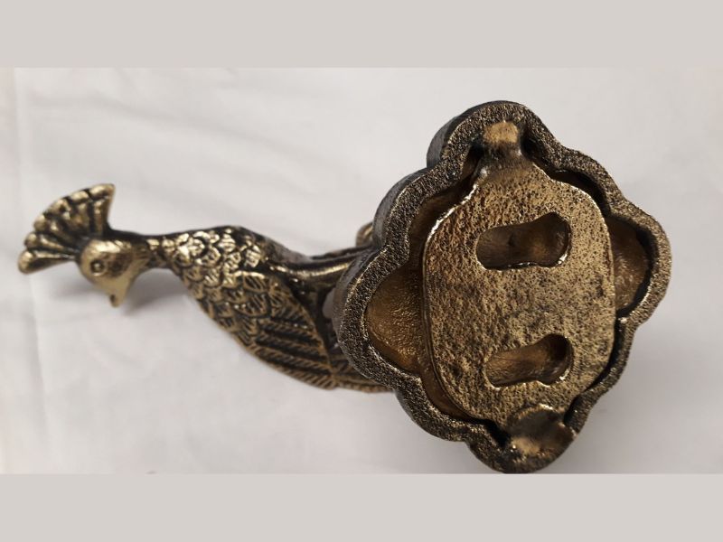 Peacock-Shaped Curtain Tie Back Holder with Flower Backplate Set of 2 | Cast Aluminium Wall Hook with Brass Finish | Elegant Metal Curtain Holdback for Living Room, Bedroom, or Office Window Décor