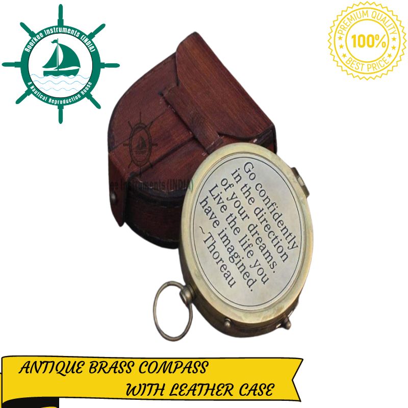 Nautical Maritime Brass Compass Personalized Thoreau Quote Go Confidently Compass used for camping ,tracking, hiking