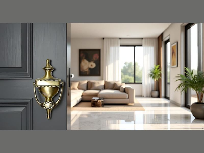 Georgian Style Solid Brass Door Knocker | Vintage Front Door Hardware | Antique Brass Finish | Classic Urn Design Door Décor | Heavy Duty Brass Door Knocker for Home, Office, Cottage Entry