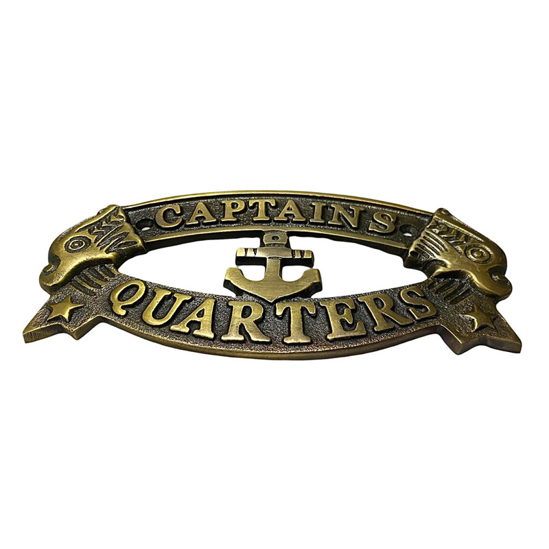 Captain Quarters Sign Nautical Antique Plaque Ship Boat Sign Wall Decor, Captain Quarters Plaque Solid Brass Nautical Captain Quarters Sign