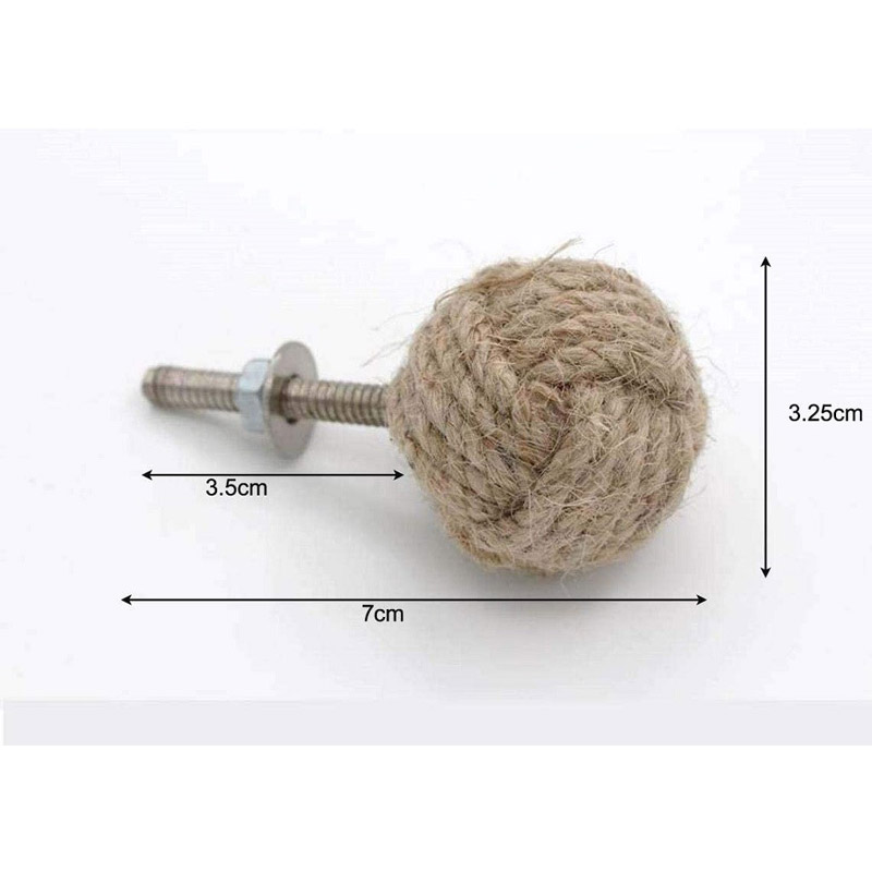 RII 12 Rope Doorknobs Nautical Twisted Decorative Jute, Rustic Rope Knot Drawer Pull and Push, Furniture Handles/Knobs, Cabinets, Wardrobes, Cupboards, Drawer, Nautical Hardware Décor