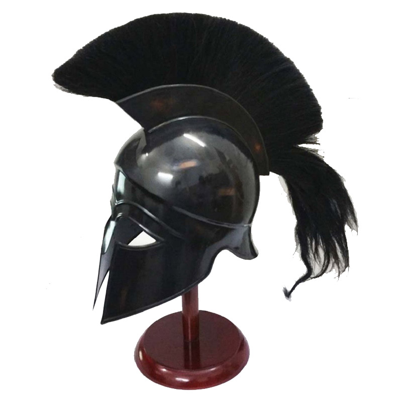 Greek Corinthian Helmet Ancient Medieval Armor Knight Spartan Replica Helmet with Black Plume