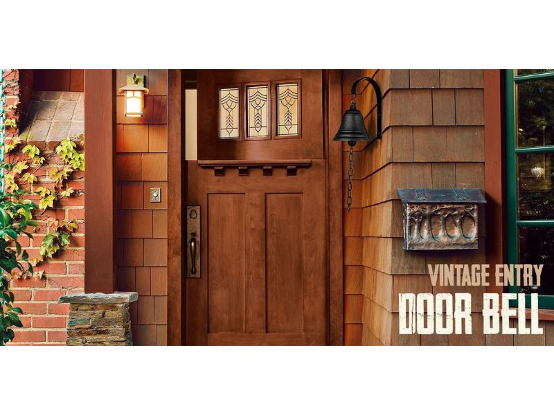 Vintage Cast Iron Dinner Bell – Wall Mounted Rustic Farmhouse Entry Door Bell, Outdoor Hanging Gate Bell, Indoor Decorative Antique Iron Bell for Home, Porch, or Garden Décor