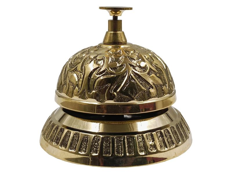Solid Brass Victorian Style Service Desk Bell – Vintage Call Bell for Hotel, Office, Reception & Restaurant Counters | Antique Brass Finish Table Bell for Service, Concierge, or Home Décor