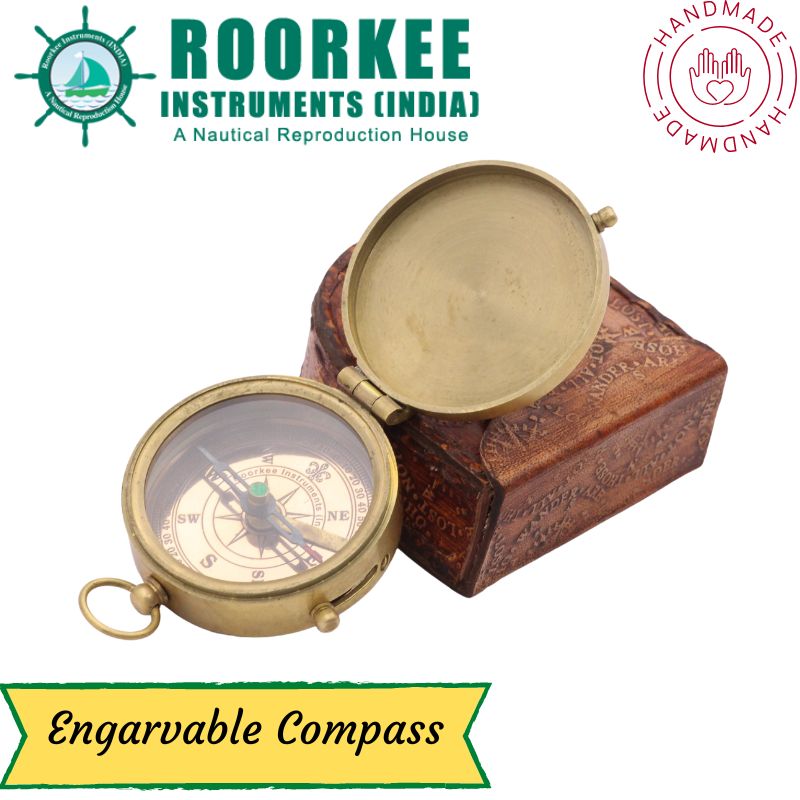 Engarvable Compass for Etsy ,Amazon, eBay Personalized Compass Engraved Compass with leather Case