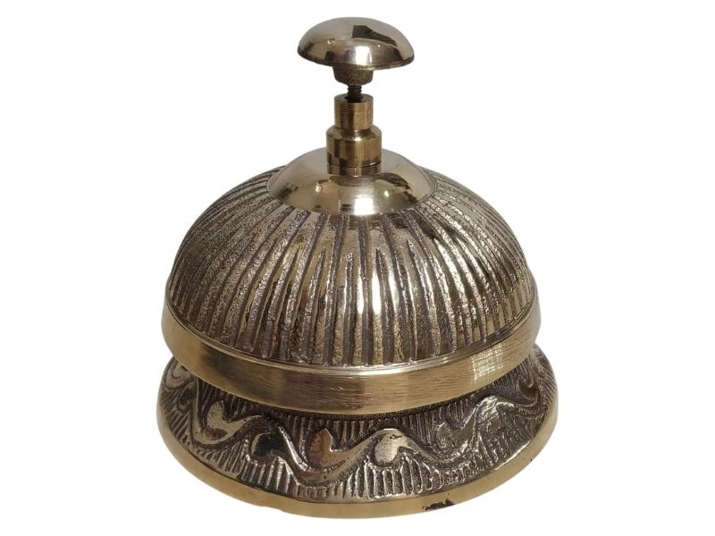 Vintage Solid Brass Victorian Style Service Desk Bell – Classic Handcrafted Call Bell for Hotel Reception, Home Office, Restaurant & Counter Décor | Unique Antique Table Gift