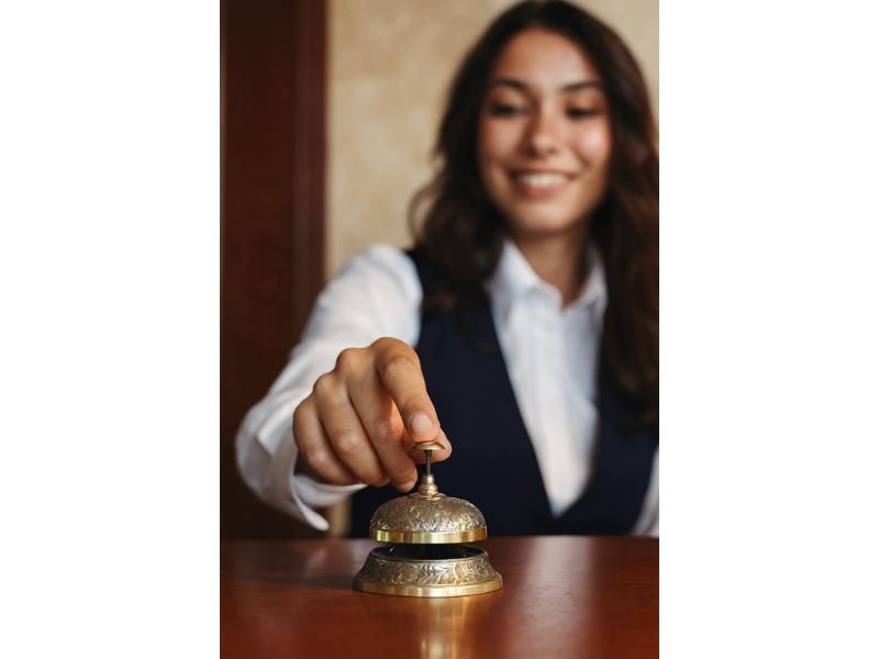 Solid Brass Victorian Service Desk Bell – Vintage Embossed Table Call Bell for Hotel, Office, Reception, Restaurant, and Home Décor – Antique Brass Finish, Loud & Clear Ringing