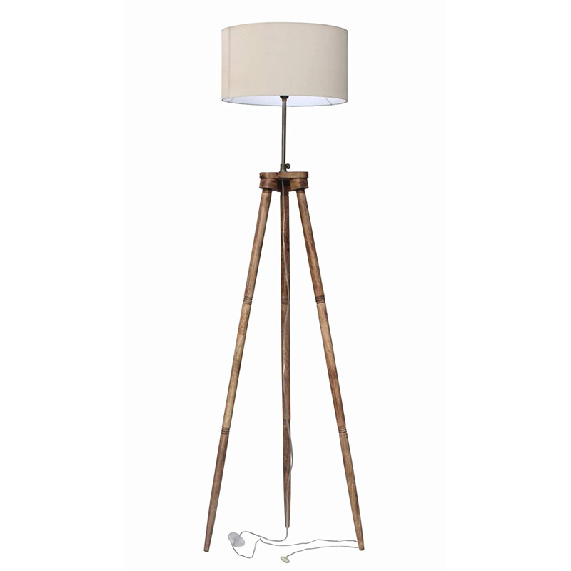 Wood Floor Lamp, Off-White, Pack of 1