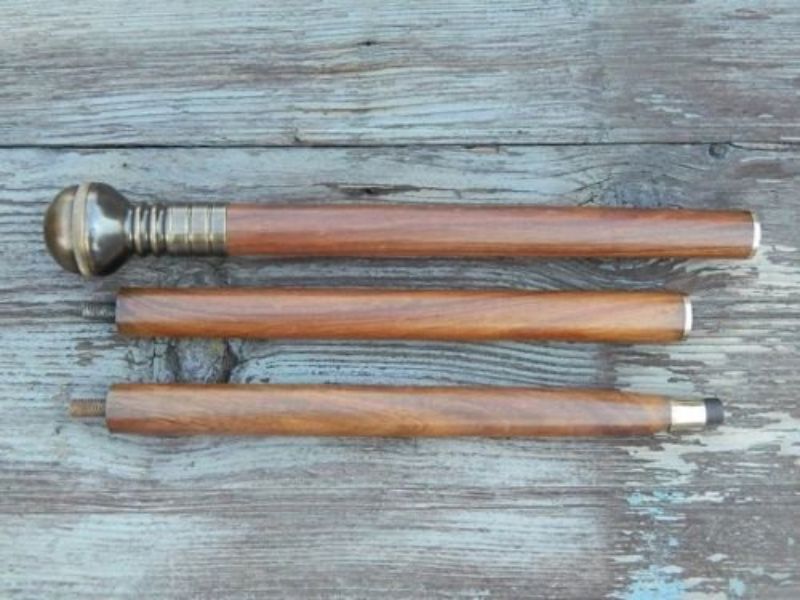 Vintage Brass Compass Walking Cane – Handmade Wooden Stick with Working Compass Handle – Antique Nautical Style Collectible Walking Stick for Men & Women – Decorative Gift for Explorer & Traveler