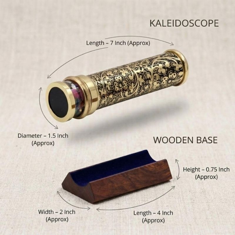 Handcrafted Etched Lacquered Brass Kaleidoscope with Oil Object Chamber – Classic Optical Collectible &amp; Unique Gift for Someone Special