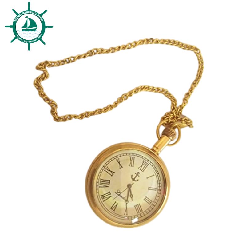 Handmade Anchor Shiny Brass Pocket Watch 