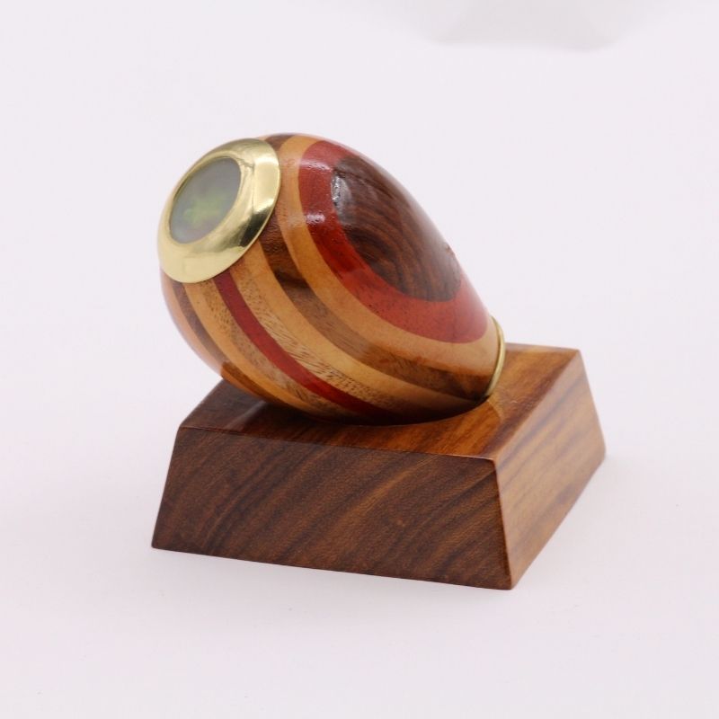 Handmade Brass &amp; Wood Lacquered Kaleidoscope with Wooden Base – Vintage Optical Collectible for Adults, Special Occasions &amp; Easter Gift – Unique Brass Kaleidoscope Home Décor