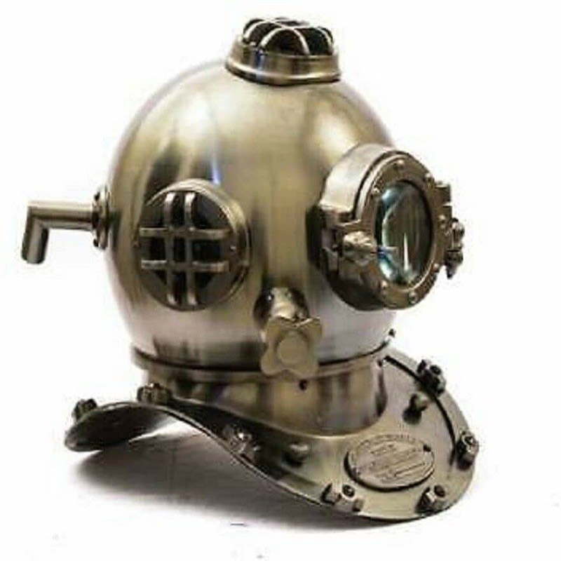 Boston Diving Helmet Scuba Divers US Navy Mark V Marine Deep Sea Divers Helmet Antique Scuba Sea Replica Us Brass Vintage Deep Sea Solid Marine Helmet for Office &amp; Home Decor