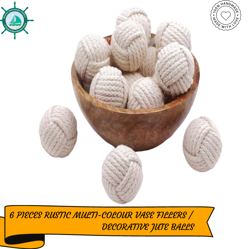 6 Cotton Rope Balls/Nautical Balls/ Vase Filler/Living Room Décor/Decoration Balls Ornaments DIY Projects (Cotton)