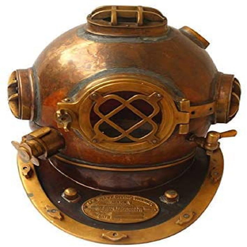 Brass Diving Helmet Maritime Solid Brass Deep Diving Divers Helmet, Royal Navy Diving Helmet US Navy Diving Divers Antique Helmet Antique Mark V Marine Scuba Divers Helmet 18"