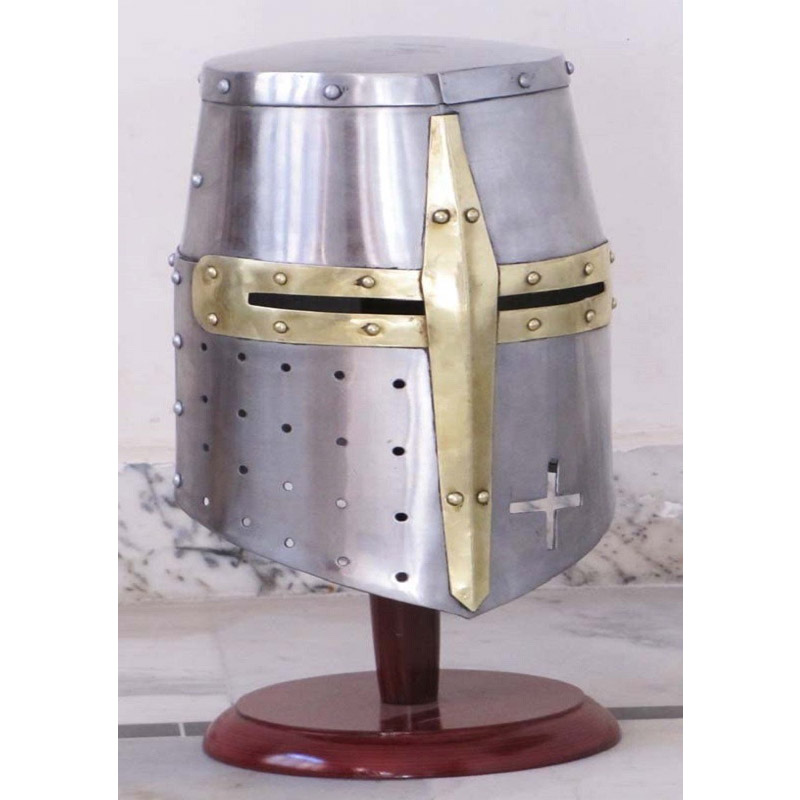  Medieval Templar Crusader Knight Armor Helmet  |Perfect Boasting Costume For Halloween Party, Theatrical Stage Role Plays, Dramas &amp;amp; LARP (Live-Action-Role-Play)