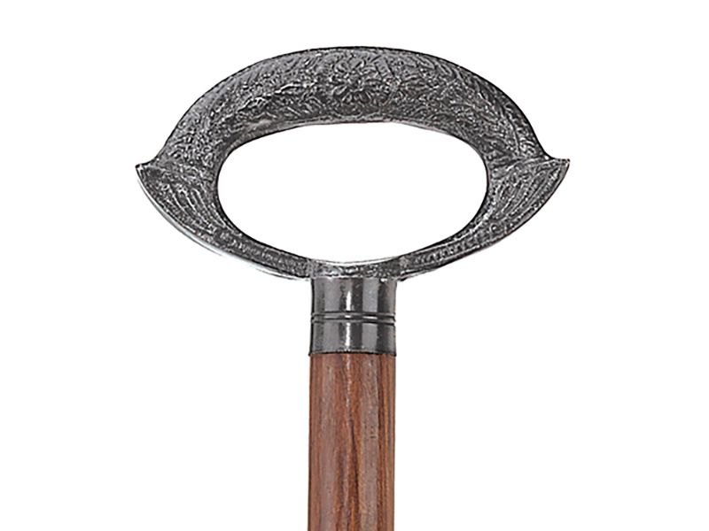 Vintage Floral Engraved Brass Handle Walking Stick – Decorative Metal “U” Shaped Cane Handle with Solid Wood Shaft – Antique Style Walking Cane for Men & Women, 37 Inches