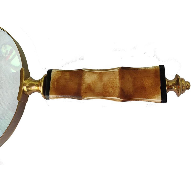 10X Handheld Magnifying Glass Lens, Antique Brass Magnifier, Fine Print Reading, Inspection, Coin and Stamp, Astrologer, Science, Low Sight Elderly, with Resin Handle, Collectible Décor Gift