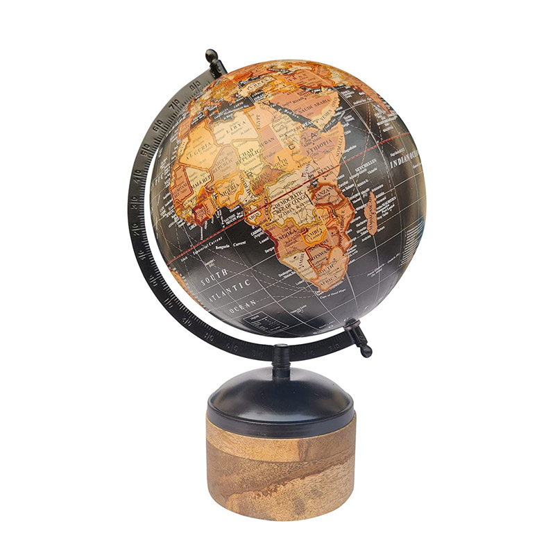 Premium 8 inch Ball Globe with Brass Antique Look - Educational & Decorative Globe for Student / Home Decor / Office / School / Table / Antique Gift Item