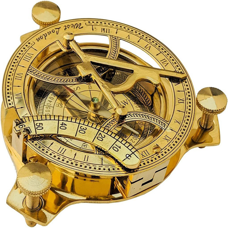 Solid Brass Sundial Compass Pocket Marine Compass for boy scouts, husband, boyfriend, father, son, brother, groomsmen