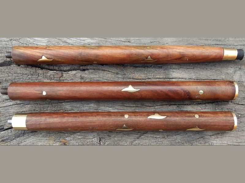 Floral Brass Handle Walking Cane – Handmade Foldable Wooden Walking Stick for Men & Women – Vintage Floral Design Brass Cane with Hardwood Shaft & Rubber Tip – Collectible Gift for Gentlemen