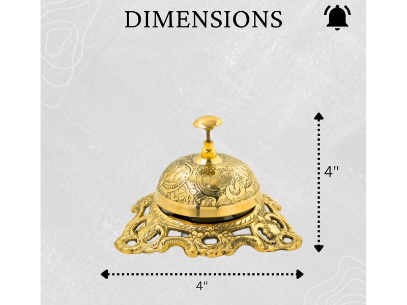 Solid Brass Classic Office Desk Bell with Traditional Artwork | Vintage Handcrafted Call Bell for Hotel, Reception, Office & Home Décor | Loud Clear Ring |