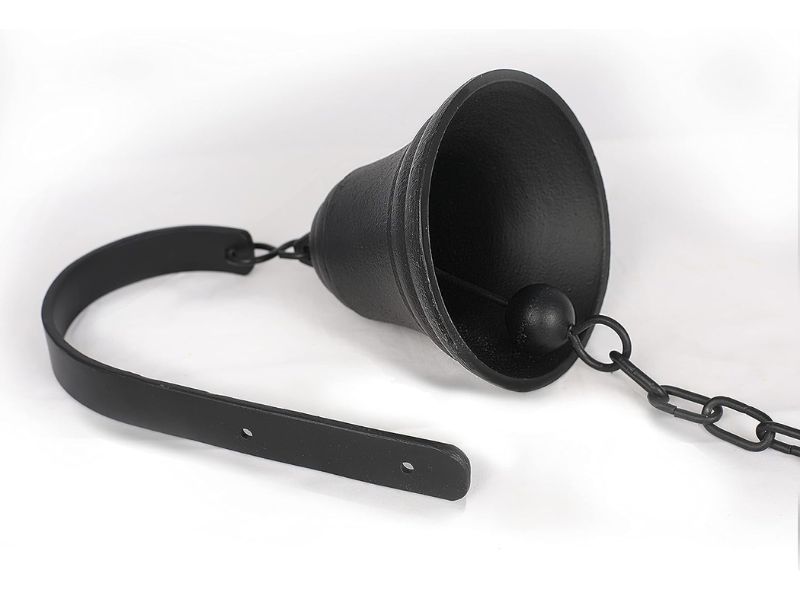Vintage Cast Iron Dinner Bell – Wall Mounted Rustic Farmhouse Entry Door Bell, Outdoor Hanging Gate Bell, Indoor Decorative Antique Iron Bell for Home, Porch, or Garden Décor