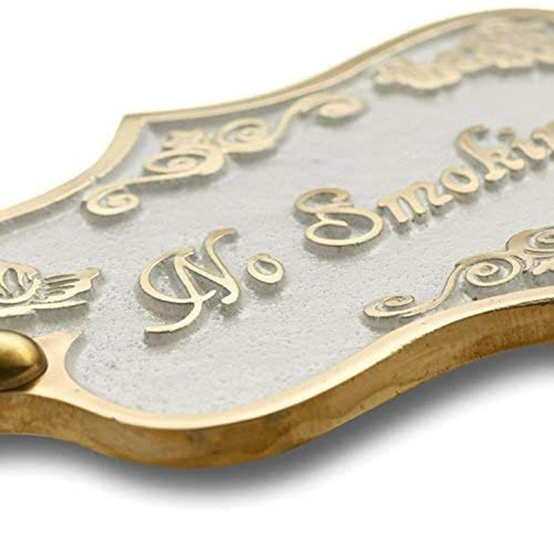 No Smoking Brass Door Sign Vintage Shabby Chic Style Home Décor Wall Plaque Handmade