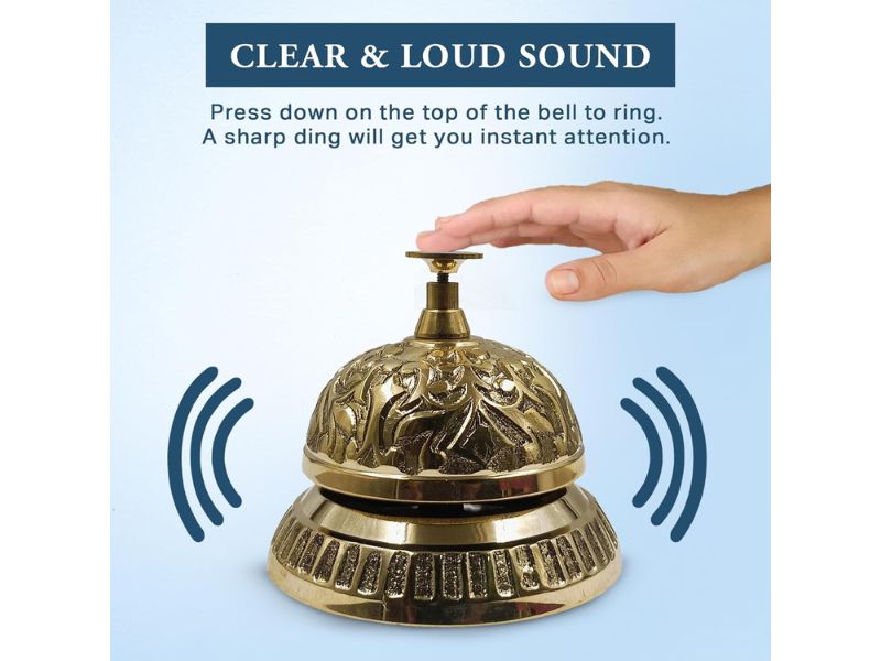 Solid Brass Victorian Style Service Desk Bell – Vintage Call Bell for Hotel, Office, Reception & Restaurant Counters | Antique Brass Finish Table Bell for Service, Concierge, or Home Décor