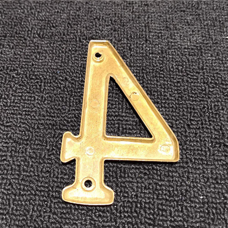 4 Inch Premium Bright Solid Brass Door House Numbers and Street Address Plaques Numbers for Residence and Mailbox Signs (Number 4)