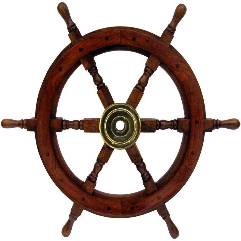 Roorkee Instruments  Large 24 Inches Life Size Wooden Ship wheel 